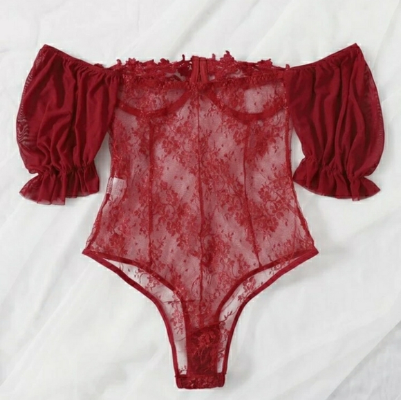 Other - Red Floral Lace Teddy